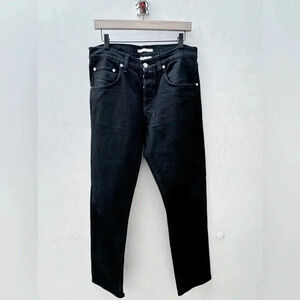 Helmut Lang || Masculine Hi Straight Matte Powder Black Denim Classic Jeans 33